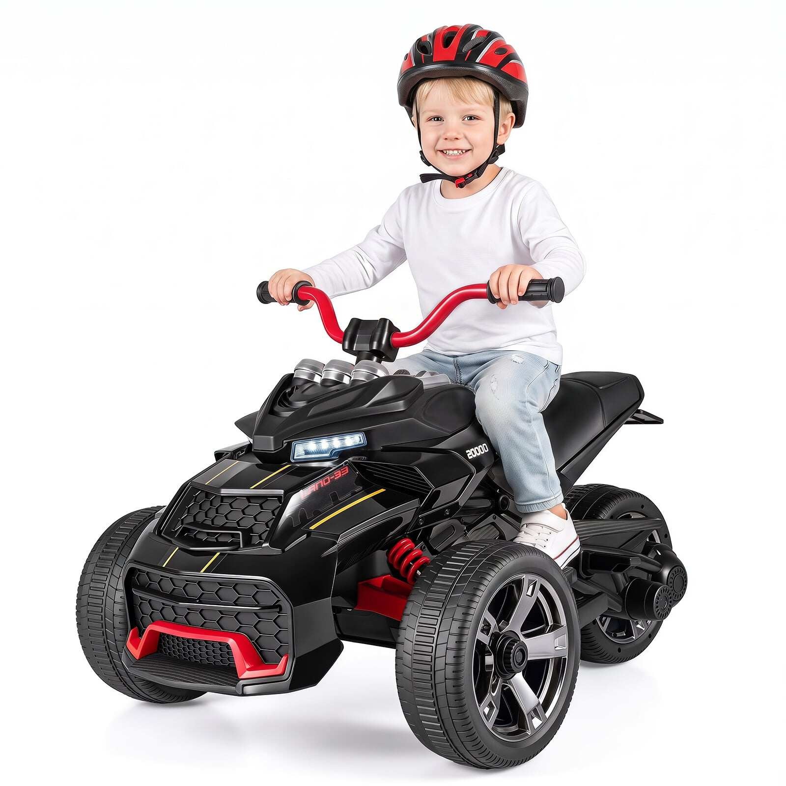 Lasten sähköinen mönkijä 12V, Lasten mönkijä, jonka nopeus on 3-7 km/h, 111 x 72 x 64 cm, Musta