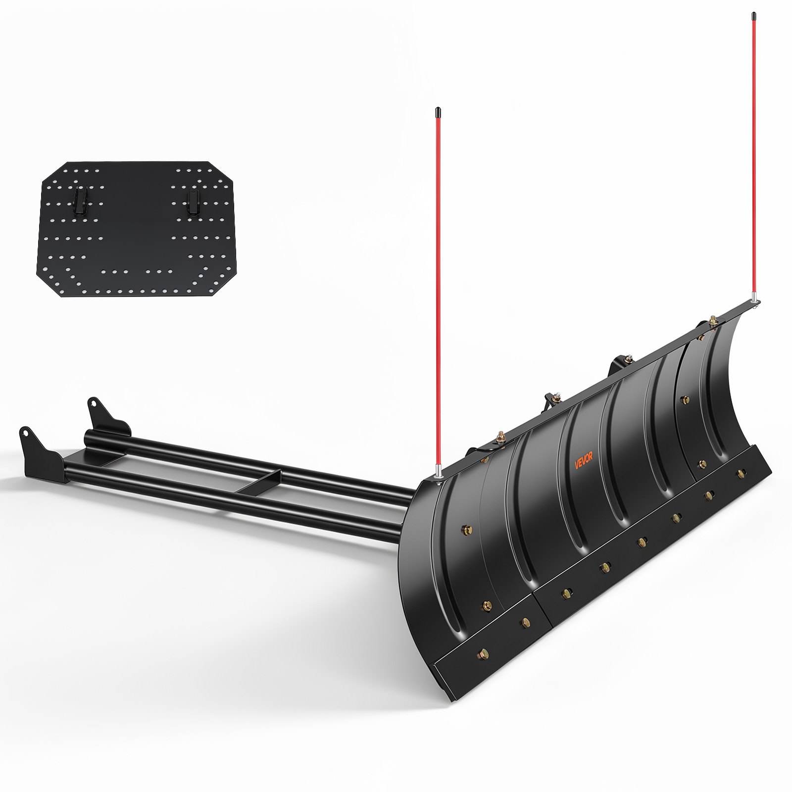 Yleismallinen lumiaurasarja useimpiin ATV- ja UTV-ajoneuvoihin, säädettävä leveys 1092/1524 mm, korkeuden ja sivusuunnan säätö, 3 kiinnitystapaa ja terästerä, tehokas lumenpoisto