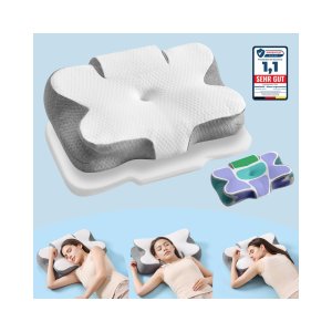 Ergonominen niskatyyny muistivaahtomuovista, pilvenvalkoisen kyyhkysen harmaa