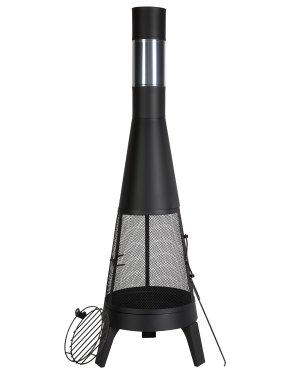 Chiminea, 20 tuuman ulkokäyttöön tarkoitettu puulämmitteinen nuotiopaikka, kartiomainen takka grillaukseen ja lämmittelyyn, ulkokäyttöön tarkoitettu puinen nuotiopaikka grilliverkolla, savupiippusuoja ja ruostumaton savupiippukansi, terassille, puutarhaan