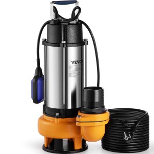 Uppopumppu, 2200 W 60 000 l/h, 8 m johdolla ja automaattisella kellukkeella, kannettava ruostumattomasta teräksestä likaisen tai puhtaan veden puhdistukseen, tulvien tyhjentämiseen, tyhjien puutarhalammikoiden, uima-altaiden ja porealtaiden tyhjentämiseen