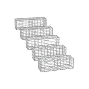 Gabion-korit, sarja, silmäkoko 5, 5 x 10 cm, hopea