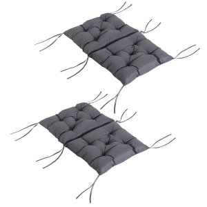 2 istuintyynyn sarja, 98 cm x 50 cm x 8 cm istuintyynyt nauhoilla, pehmustetut tyynyt, pestävät/Ergonomiset istuintyynyt kotiin, puutarhaan, sohvalle, harmaa