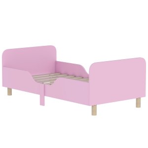 Lasten sängynrunko, yhden hengen sängynrunko lapsille, turvalaita, pieni lastensänky, MDF, ilman patjaa, pinkki