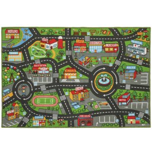 Vauvan ryömintämatto, leikkimatto 200x150x0,5cm, liukumaton ryömintäpeitto liukumattomalla pohjalla, kaupunkiaiheinen lastenhuoneeseen