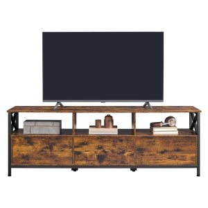 TV-teline jopa 65 tuuman televisioille, paljon säilytystilaa, vintage ruskea