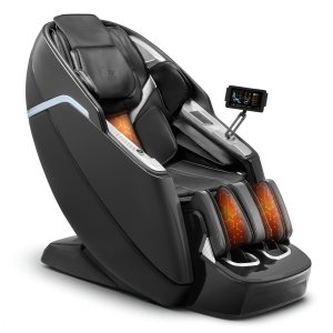 Dual-Core 4D+3D -kokovartalohierontatuoli, jossa pidennetty SL-rata, syväjooga-venytys, sähköinen pidennettävä jalkatuki, TFT-näyttö, tekoälyääniohjaus, lämmitys, turvatyynyt, käsinojien säädöt, pyörät