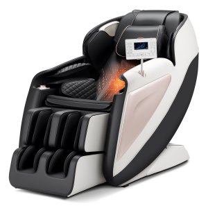 Kokovartalohierontatuoli, 3D-nollapainovoimaton nojatuoli SL-kiskolla, 18 automaattitilaa, lämmitys, jalkarullat, käsinojan säätö, LCD-näyttö, 36 turvatyynyä, sisäänvedettävä jalkatuki