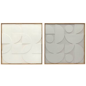 3D-seinäkoriste, 2 kpl:n setti, geometrinen, moderni seinäkoriste olohuoneeseen, eteiseen, 80 x 3,5 x 80 cm, valkoinen