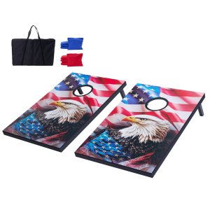 Cornhole-setti 3x2 jalkaa, MDF-heittolaudat ja 8 hernepussia