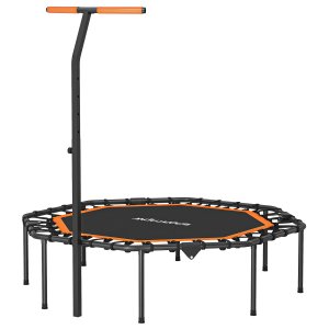 Kuntotrampoliini, harjoittelutrampoliini säädettävällä työntöaisalla, vakaa ja hiljainen, sisäkäyttöön, terästä, oranssi