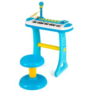 31-koskettiminen lasten pianokoskettimistolelu mikrofonilla ja useilla äänillä, 3+ vuotiaille - sininen